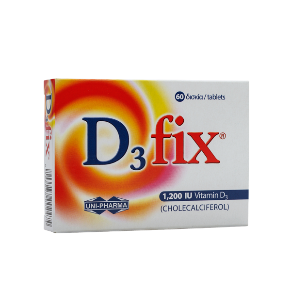 Uni-Pharma D3 Fix 1200 IU — συμπλήρωμα διατροφής βιταμίνη D3 — 60 tabs